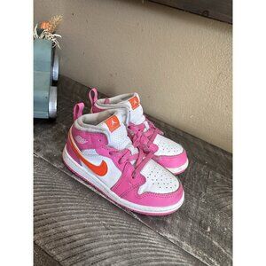 Nike Jordan 1 Mid TD Orange/Pink  (DX3239-681 )Toddler  Girls Size 10c